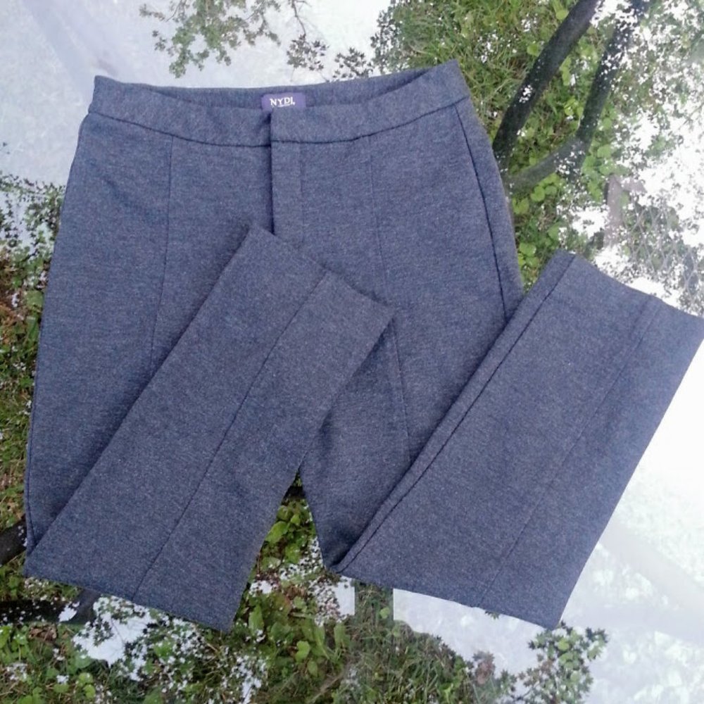 NYDJ Gray Slim Trouser Crop Pants Ponte Knit w/Ankle Slits